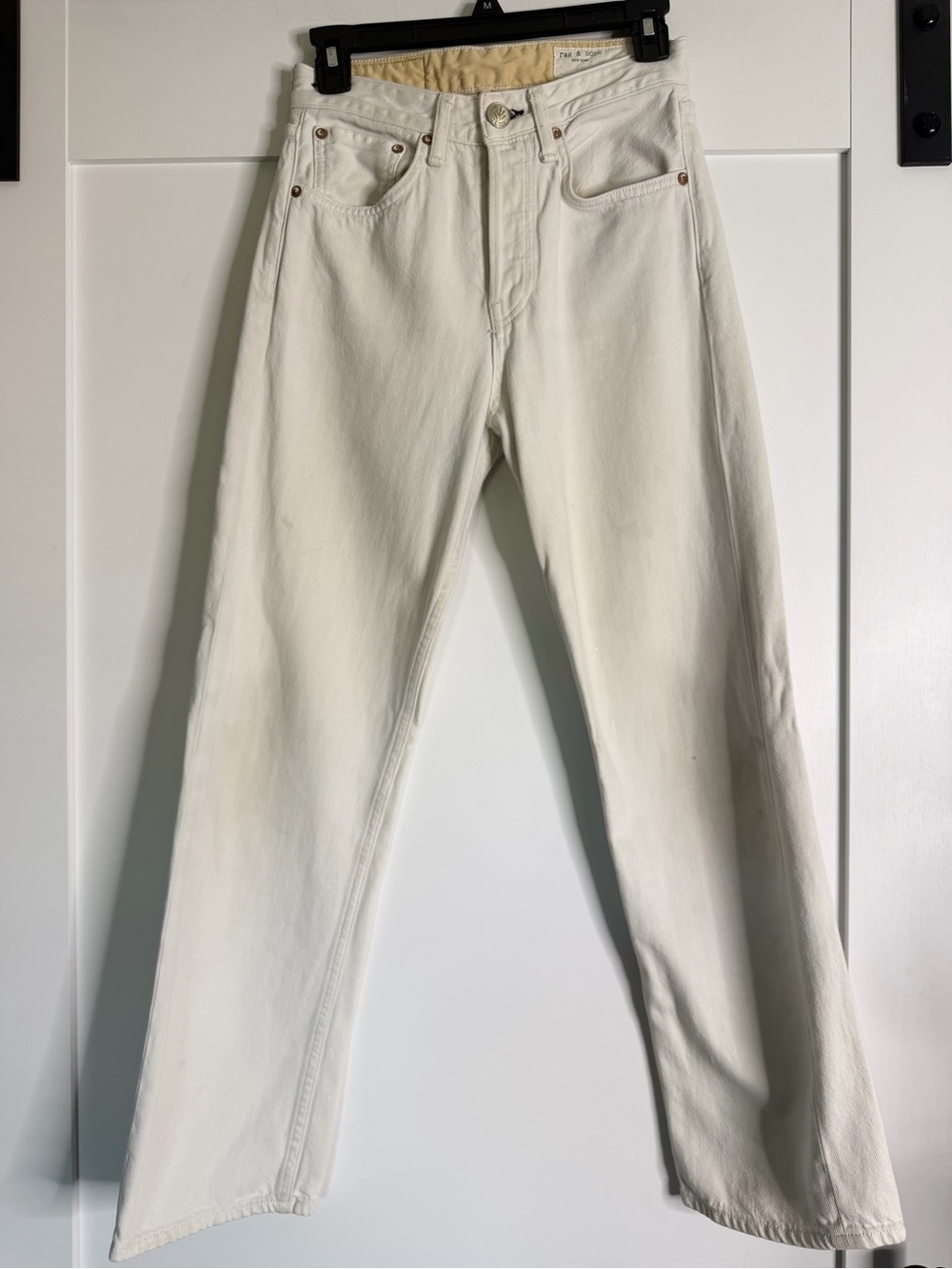 Rag and Bone high rise white straight leg jeans